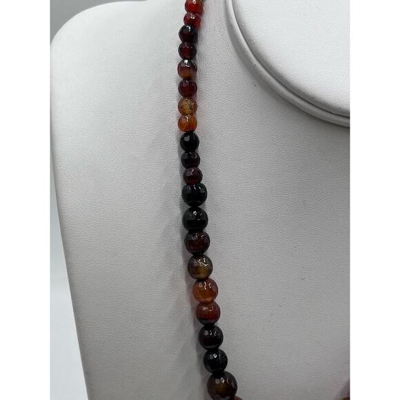 Faceted Carnelian Jasper Agate Quartz Graduated Necklace Healing Protection - Picture 12 of 13